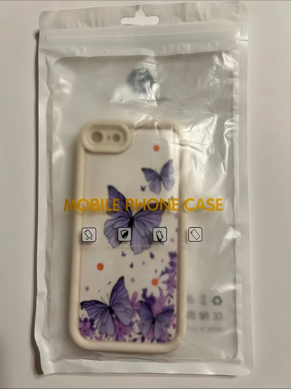 Lilac Purple Butterfly Shockproof Silicone Phone Case for iPhone SE8/7